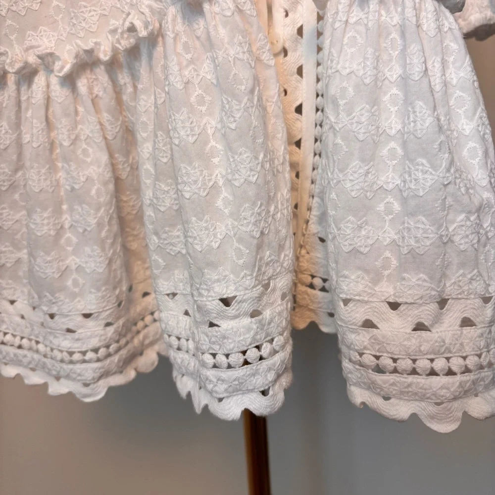 Veronica Beard Daeja V-Neck Eyelet Intricate Lace 3/4 Sleeves Mini Dress Size XS - Picture 5 of 14